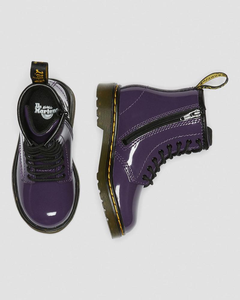 Purple Kids' Dr Martens Toddler 1460 Patent Leather Lace Up Boots | CA 702DFM